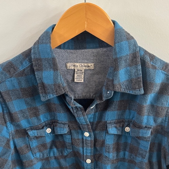 Tailor Vintage Blue and Black Checkered Button Down Shirt - Picture 2 of 4